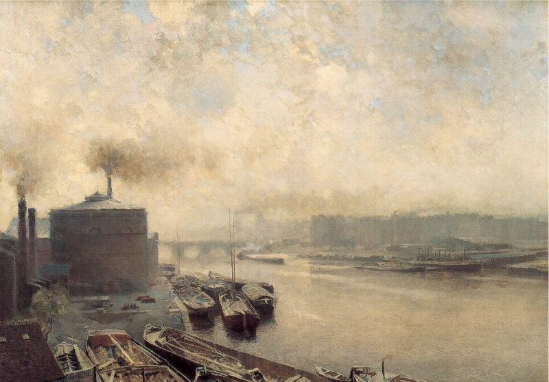 Meckel, Adolf von British Gas Works on the River Spree Norge oil painting art